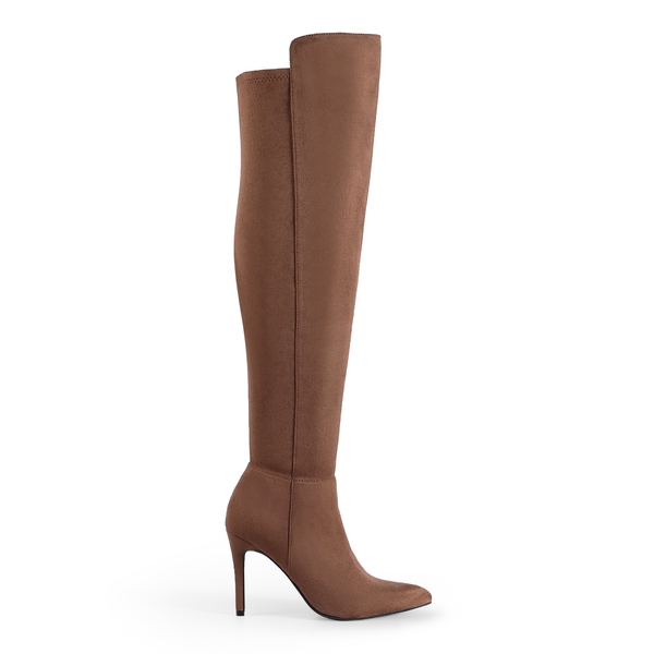 Stretch Pointed Toe Stiletto Over The Knee Boots - BROWN SUEDE - 2